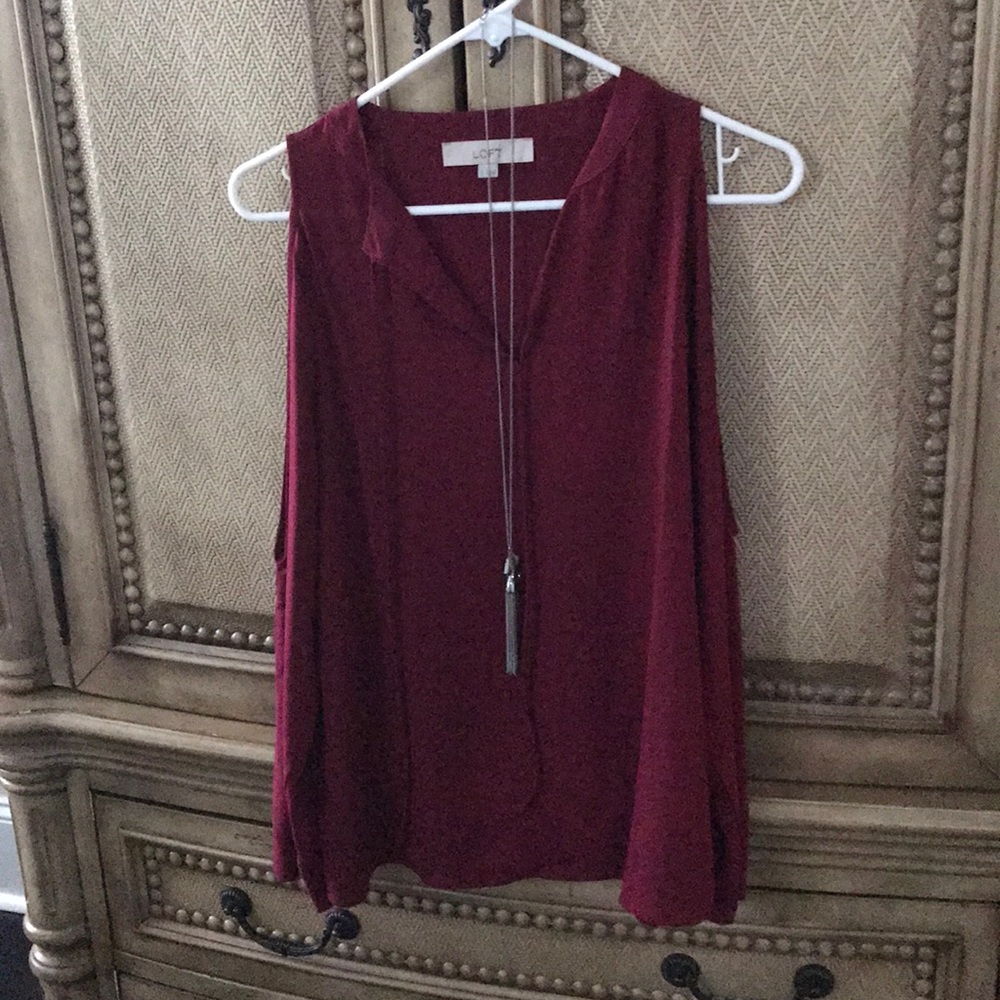 Loft cold-shoulder long-sleeve blouse -Small